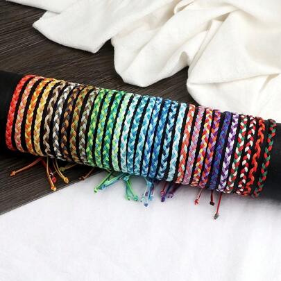 30 Styles Color Wax Line Braided Bracelet Mixing Handmade Boho Wrist Bangles Women  Jewelry Friendship Gift