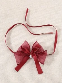 1pc Butterfly & Lace Ribbon Adjustable Pet Necklace For Small And Medium-Sized Pets - Burgundy - View 7