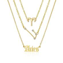 3pcs/Set Zodiac Symbol Sky Theme Ancient English Letter Constellation Necklace - Gold - View 11