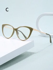 1 chiếc kính mát toàn khung Cat-Eye Tr & Half Metal kết hợp lò xo bản lề thủ công màu kẹo chống kính có khả năng theo toa, thời trang và đa năng dành cho phụ nữ - Trong sáng - Xem 5