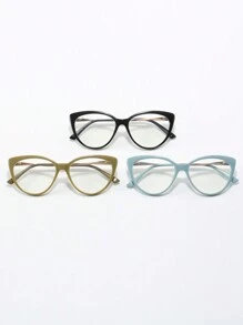 1 chiếc kính mát toàn khung Cat-Eye Tr & Half Metal kết hợp lò xo bản lề thủ công màu kẹo chống kính có khả năng theo toa, thời trang và đa năng dành cho phụ nữ - Trong sáng - Xem 1
