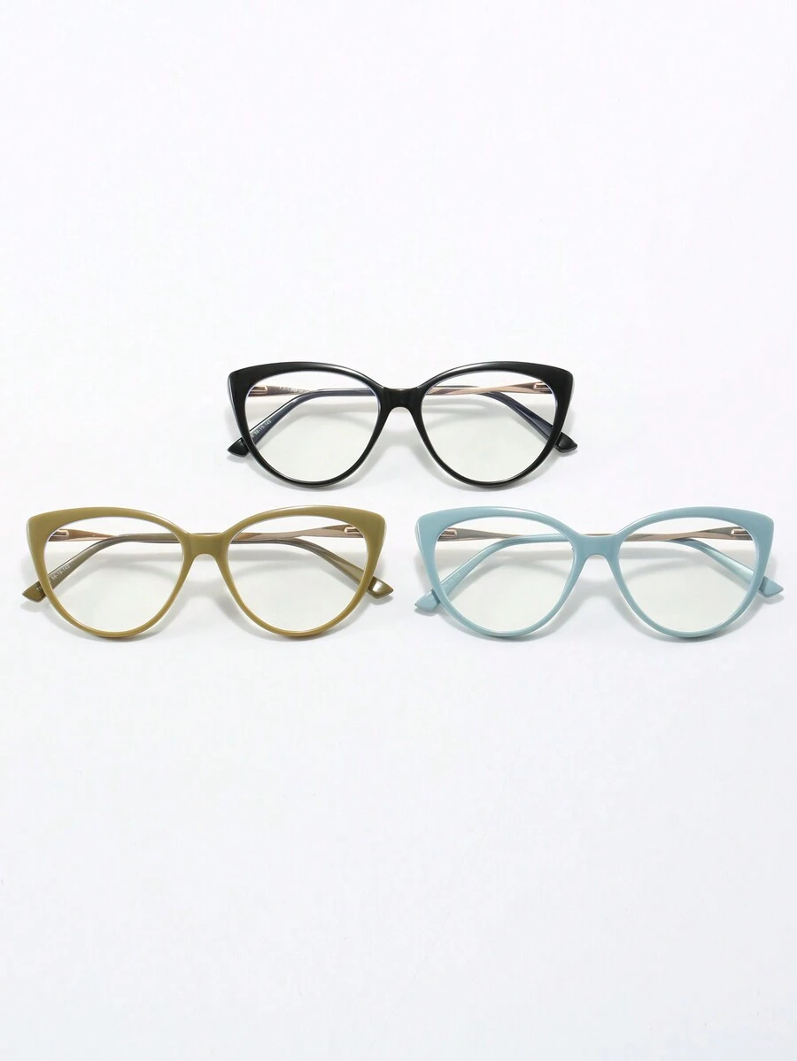 1 chiếc kính mát toàn khung Cat-Eye Tr & Half Metal kết hợp lò xo bản lề thủ công màu kẹo chống kính có khả năng theo toa, thời trang và đa năng dành cho phụ nữ - Trong sáng - Xem 1
