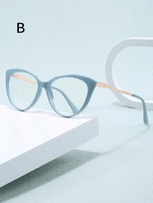 1 chiếc kính mát toàn khung Cat-Eye Tr & Half Metal kết hợp lò xo bản lề thủ công màu kẹo chống kính có khả năng theo toa, thời trang và đa năng dành cho phụ nữ - Trong sáng - Xem 4