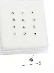 12pcs Rhinestone Decor Nose Stud