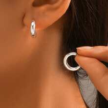 Minimalist Earrings Gift Set, Twisted Earrings And Geometric Earrings - Silver - View 4