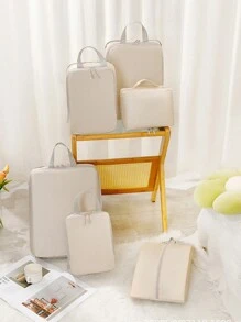 6入組旅行收納袋,可壓縮收納衛生用品/化妝品/電子產品/衣物/鞋子/行李整理袋 - 黑色-六件套 - 查看 6