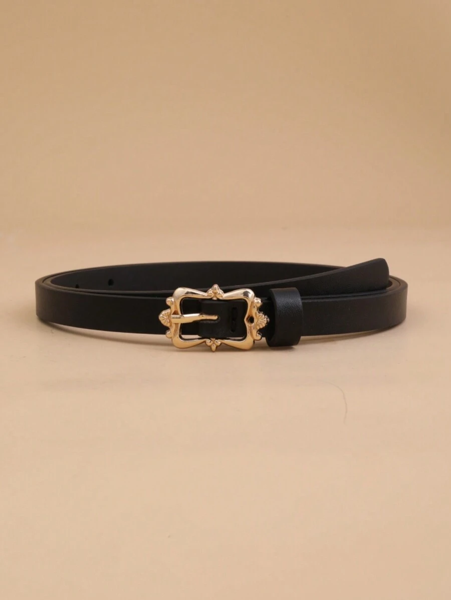 Women's Pin Buckle Skinny Fashion Minimalist Jeans Belt For Dress Decoration - Black - View 1