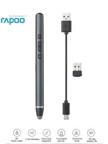 Rapoo 3 trong 1 Bút 2.4G Không dây Mini Mạnh mẽ PPT Bài thuyết trình Hẻo lánh Với Bút Laser - màu đen - Xem 1
