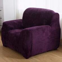 Stretch Sofabezug Couchbezug 1/2/3/4 Sitzer Dicke Samt Sofa Schonbezüge Elastischer Antirutsch Sofahusse Möbelschutz - Violett - Übersicht 9