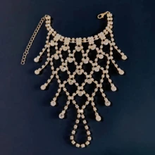 New Arrival Cross-border Product - Fashionable Tassel & Rhinestone Decor Bracelet, Creative Shiny Hand Chain, Western Style Accessory - Gold - View 9