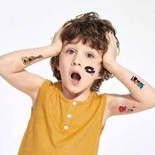 100 種圖案（10 張）臨時音樂刺青、可愛卡通貼紙、diy 獎勵兒童、青少年、成人萬聖節、聖誕節、生日派對、裝飾和禮物 - 彩色 - 查看 5