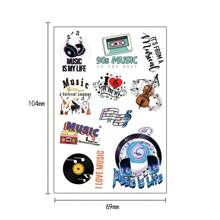 100 種圖案（10 張）臨時音樂刺青、可愛卡通貼紙、diy 獎勵兒童、青少年、成人萬聖節、聖誕節、生日派對、裝飾和禮物 - 彩色 - 查看 2