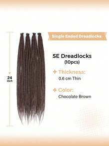 24 Inch Dreadlock Extensions Synthetic Single Ended Dreads Extensions Hippie Style Fake Dreads 10 Strands SE Crochet Thin 0.6cm Dreadlocks Extensions For White Woman