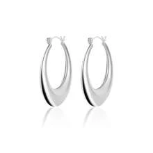 C-Shaped Simple Moon Hoop Earrings For Fall Women's Daily Wear - Silver - View 10