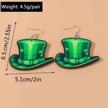St. Patrick's Day愛爾蘭節綠色帽子四葉草樂木耳環女款,個性化創意新奇,適合日常穿戴、聚會、節日 - LUCK帽子 - 查看 13