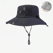 Men's Sun Protection Wide Brim Outdoor Bucket Hat, Breathable And Adjustable - Navy Blue - View 1