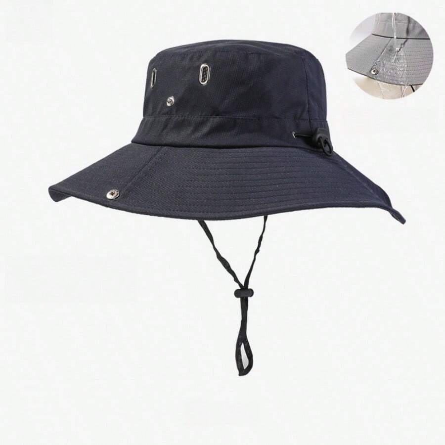 Men's Sun Protection Wide Brim Outdoor Bucket Hat, Breathable And Adjustable - Navy Blue - View 1