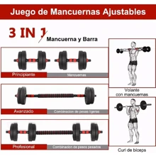Dumbbells Weights And Straight Bar Exercise Kit Adjustable 15kg - Đỏ - Xem 3