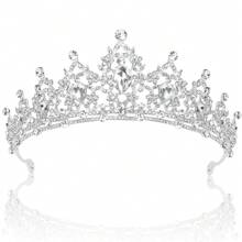 1 件豪華銀色水晶公主皇冠,適合女士生日、表演、婚禮新娘髮飾、宴會禮服配件、情人節禮物 - 銀色 - 查看 2
