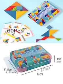 67pcs/Set 3d Animal Wooden Puzzle Tangram Toy, Montessori Early Learning Educational Sorting Game, Perfect For Kids' Party Gift - Multicolor - View 4