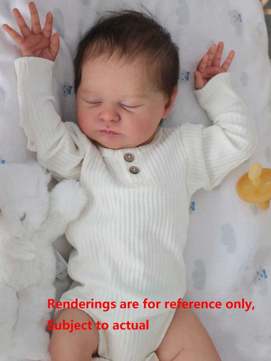 GUESSBELLY 逼真的 50 厘米重生睡娃娃，具有 3D 彩绘皮肤和可见血管，20 英寸柔软硅胶新生女婴圣诞礼物 - 白色 - 查看 1