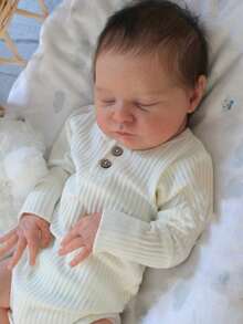 GUESSBELLY 逼真的 50 厘米重生睡娃娃，具有 3D 彩绘皮肤和可见血管，20 英寸柔软硅胶新生女婴圣诞礼物 - 白色 - 查看 3