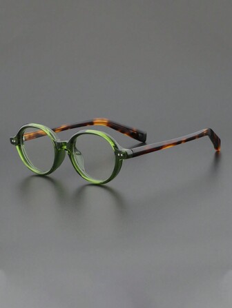 Gafas ovaladas para mujer, montura de acetato vintage retro, gafas ópticas redondas para hombres y mujeres, de color marrón, verde y lente transparente, accesorios de gafas unisex transparentes