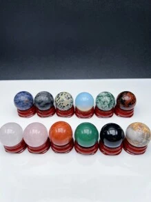 1入組裝配底座的2.4cm天然水晶球,多功能寶石球座,可放置玉石球、收藏品,適用於書桌或櫥櫃上展示,適合作為男女青少年假日禮物 - 彩色 - 查看 12