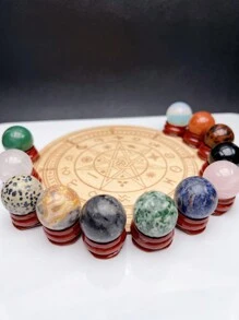 1入組裝配底座的2.4cm天然水晶球,多功能寶石球座,可放置玉石球、收藏品,適用於書桌或櫥櫃上展示,適合作為男女青少年假日禮物 - 彩色 - 查看 10