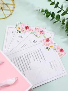 4pcs Floral Pattern Wedding Trivia Game Cards For Wedding Party, Bachelorette Party - Multicolor - View 5