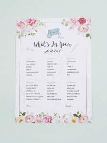 4pcs Floral Pattern Wedding Trivia Game Cards For Wedding Party, Bachelorette Party - Multicolor - View 6