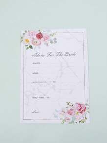 4pcs Floral Pattern Wedding Trivia Game Cards For Wedding Party, Bachelorette Party - Multicolor - View 4