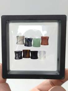 OKAYDOKY 石材質雙色中空耳塞,隨機顏色,穿孔飾品,適合日常佩戴 - 彩色 - 查看 5