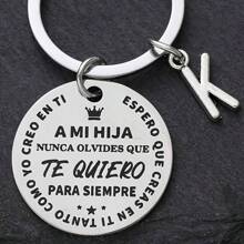 1 件创意西班牙不锈钢钥匙扣，适合儿子/继子返校毕业生日汽车配件可爱哥特 Y2k 圣诞礼物创意包挂绳带身份证夹汽车配件包饰 - 銀色 - 查看 3