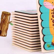 1入組恐龍雙面條板拼圖,幼兒蒙特梭利拼圖遊戲,嬰兒兒童教育玩具 - 恐龍 - 查看 6