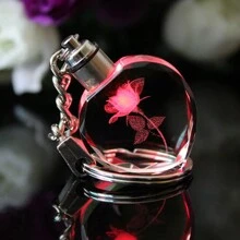 1pc Led Light Up Rose Flower Shaped Acrylic Resin Keychain/Keyring Gift For Women, Suitable For Sister/Friend/Girlfriend/Birthday, Can Be Used As Wallet/Backpack/Car Keychain, Id Card Pendant Decoration - Rose Lamp - View 13