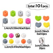 101入組心形矽膠珠子12/14圓形迷你六角矽膠裝飾珠子套件,diy珠鍊、鎖匙扣、手鍊製作,橡膠珠掛飾製作（心形） - 心形 - 查看 5