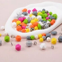 101入組心形矽膠珠子12/14圓形迷你六角矽膠裝飾珠子套件,diy珠鍊、鎖匙扣、手鍊製作,橡膠珠掛飾製作（心形） - 心形 - 查看 4