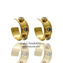 1對時尚男士螺絲釘耳環,珠寶禮品 - 金色 - 查看 3