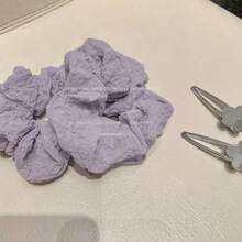 1個高彈性葡萄紫色褶皺紋理發圈,以獨特的設計作為髮飾品 - 淡紫色 - 查看 4
