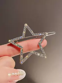 1個時髦的合金鑲嵌星形髮夾 - 金色 - 查看 1