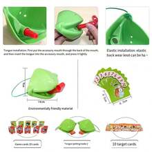 1pc Color Changing Lizard Card Game,Green Frog Tongue Out Table Game, Family Gathering Competitive Interaction Desktop Toy - Green - View 5