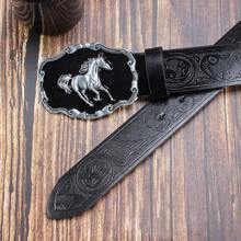 波西米亚风印花皮带，3.7厘米宽，带古铜扣，百搭时尚配饰，适合女性万圣节夏季、秋季、万圣节 - 黑色 - 查看 13