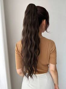 Braune Pferdeschwanz-Haarverlängerung mit Klemme, 66cm lang, Wellenmuster, hitzebeständige synthetische Faser, Pferdeschwanz-Haarteile für Mädchen und Frauen für den täglichen Gebrauch