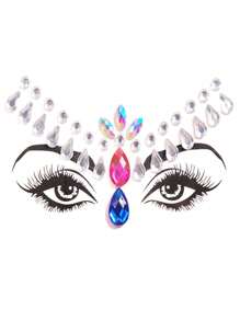 1pc Edm Music Festival Face Sticker, Resin Diamond Gem Adhesive Makeup Decoration For Parties, Festivals(Random Style) - Random Style - View 6