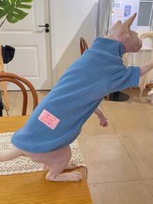 情人節1入組雙面珊瑚絨純色保暖親膚柔軟長袖外套（適用於短毛貓、無毛貓、短毛狗）,適用於秋冬室內和室外家居服裝 - 玫紅色 - 查看 1