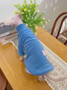 情人節1入組雙面珊瑚絨純色保暖親膚柔軟長袖外套（適用於短毛貓、無毛貓、短毛狗）,適用於秋冬室內和室外家居服裝 - 玫紅色 - 查看 4