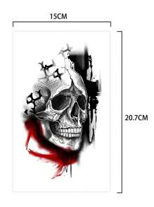 1 Piece Skull Tattoo Sticker Waterproof Long-Lasting Handsome For Male Arm Chest - Multicolor - View 5