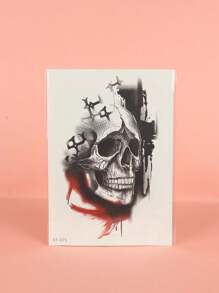 1 Piece Skull Tattoo Sticker Waterproof Long-Lasting Handsome For Male Arm Chest - Multicolor - View 6