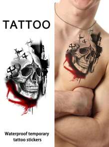 1 Piece Skull Tattoo Sticker Waterproof Long-Lasting Handsome For Male Arm Chest - Multicolor - View 2